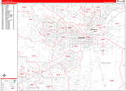 Little Rock  Wall Map Red Line Style